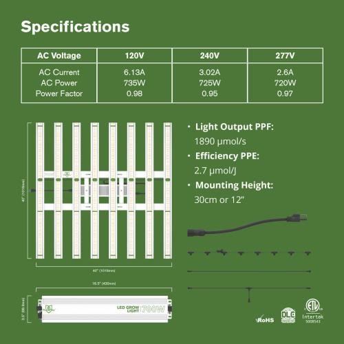 700w LED - Full Spectrum - 2,7µmol/J