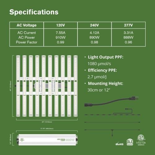 900w LED - Full Spectrum - 2,7µmol/J